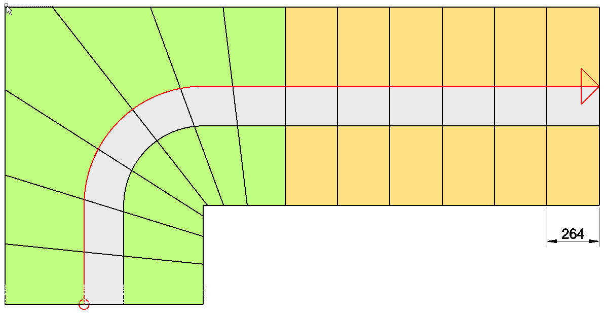 Walking line placed at the outer boundary