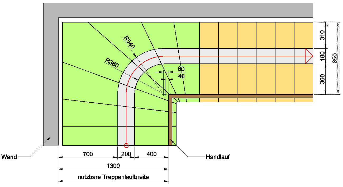 Walking area example winder staircase