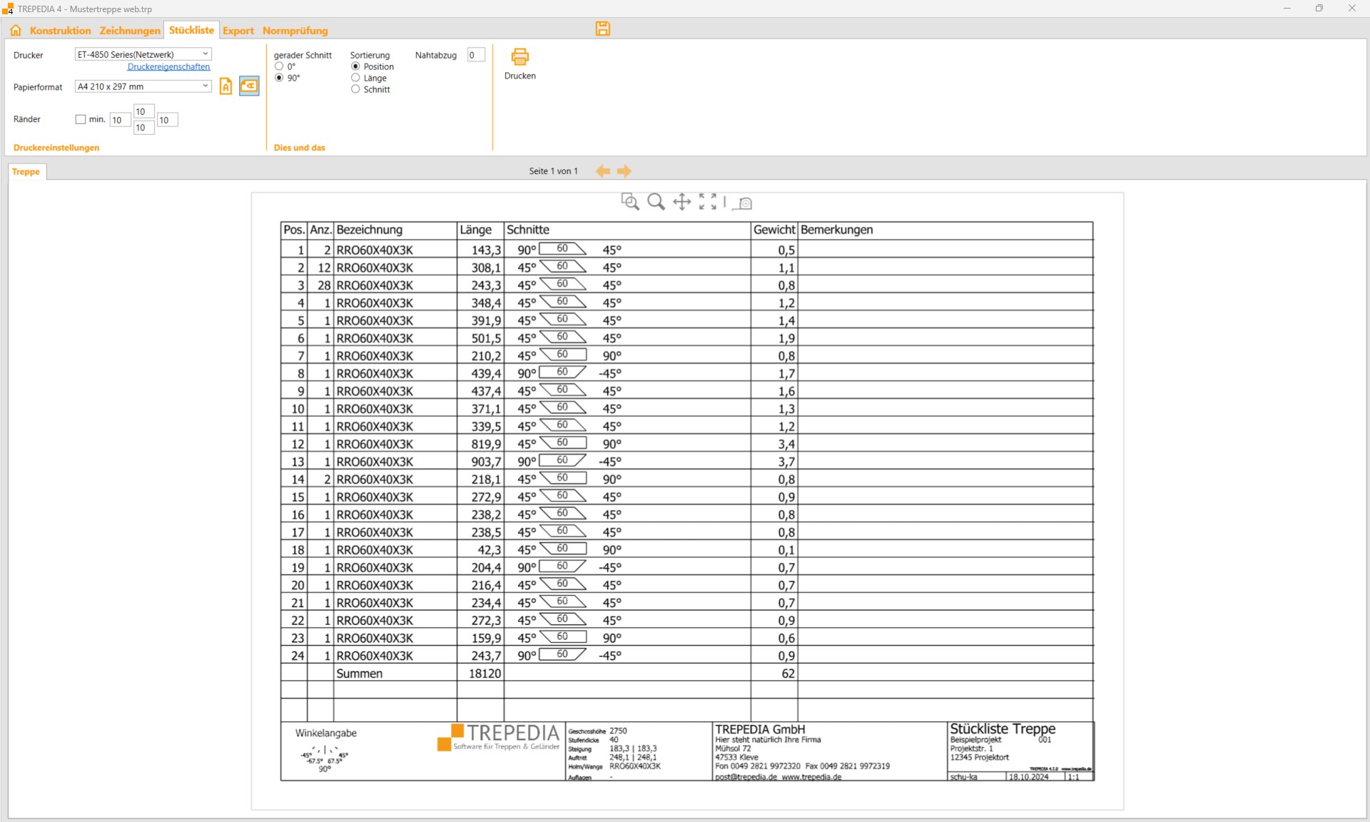 TREPEDIA Parts List Example