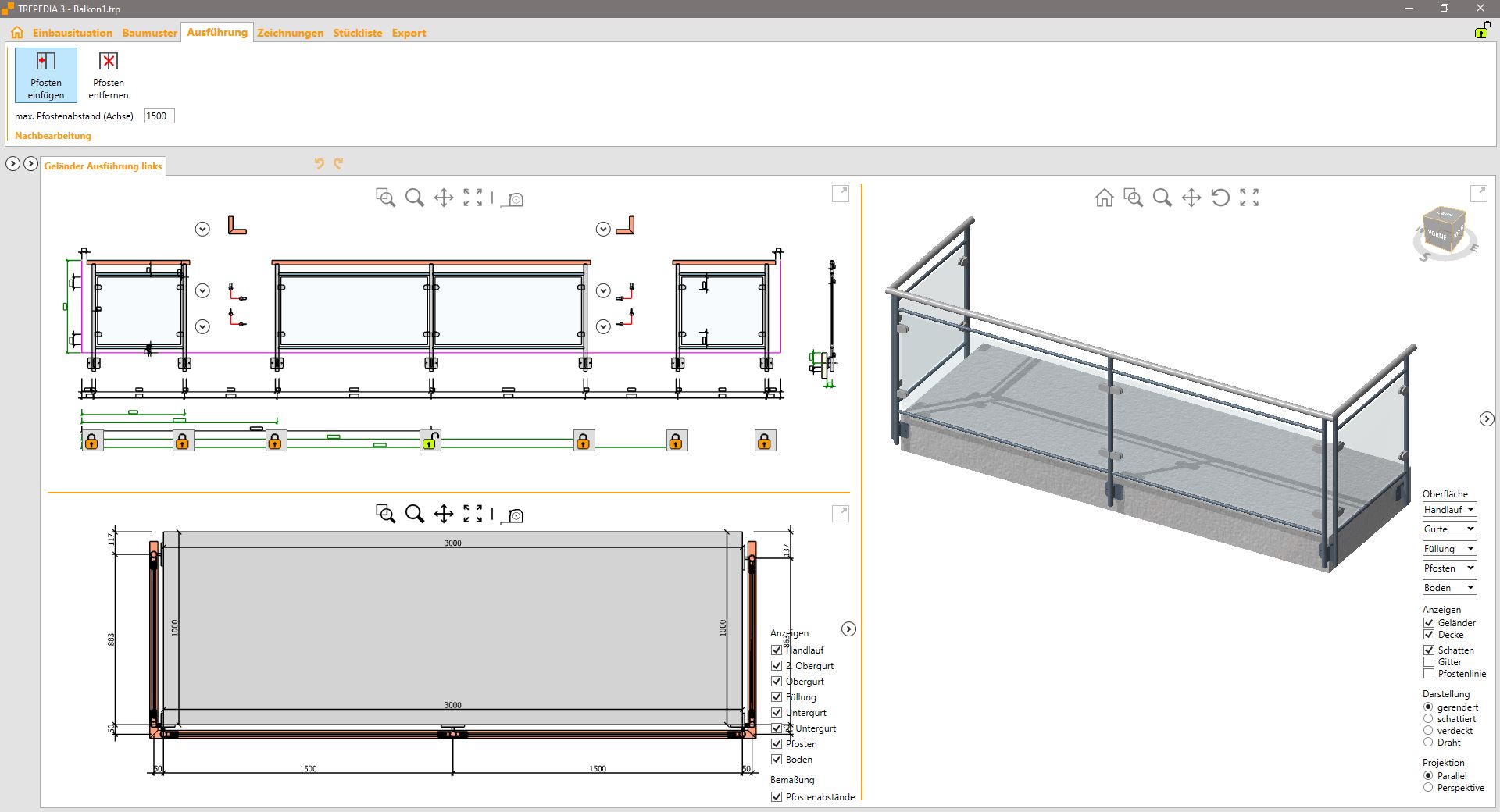 TREPEDIA railing execution balcony