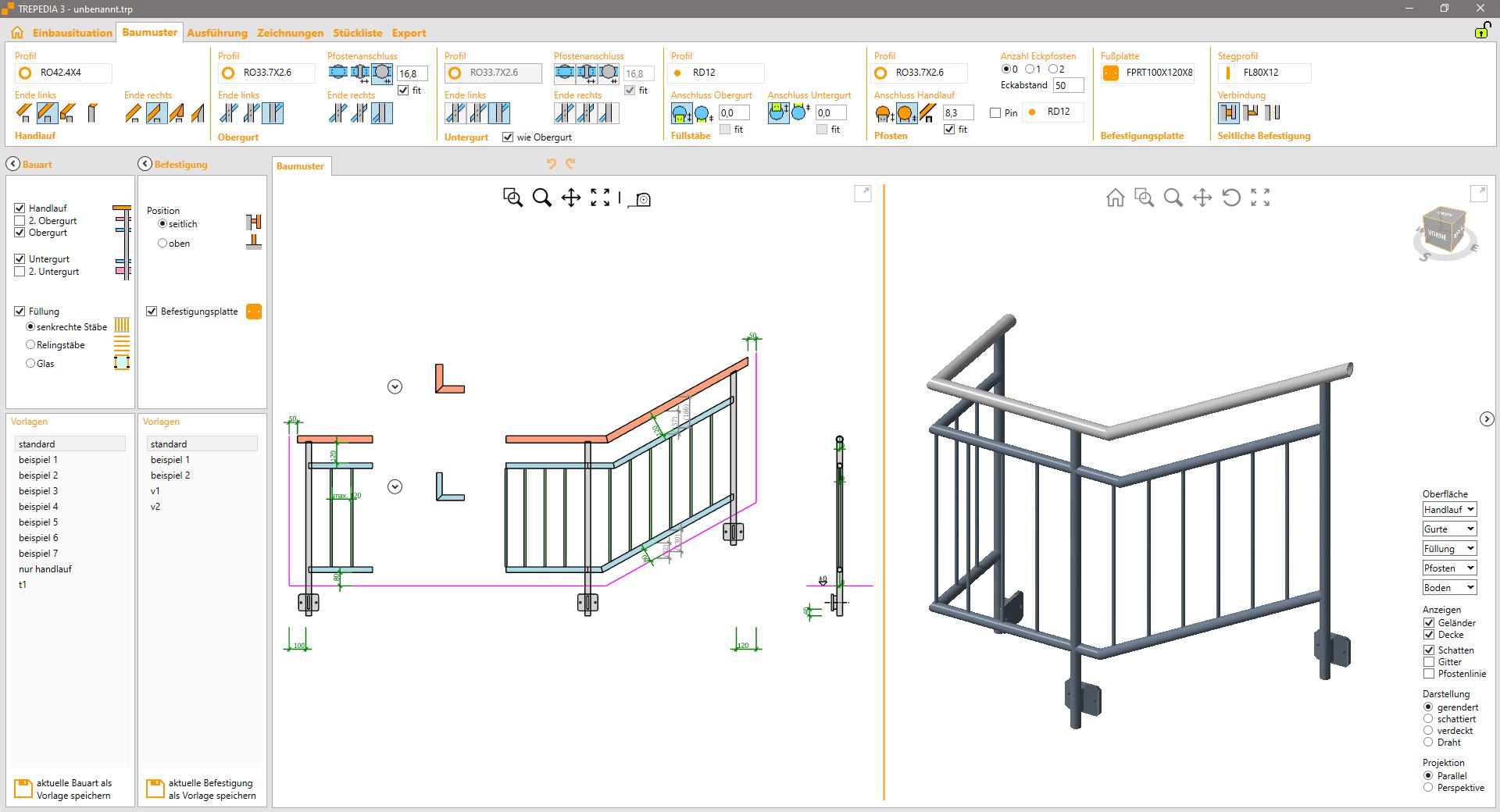 TREPEDIA railing pattern configuration